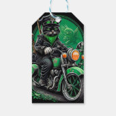 Étiquettes-cadeau Chat noir conduite vélo St. Patrick's Day (Dos)