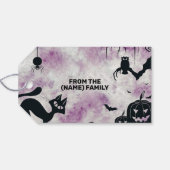 Étiquettes-cadeau Chat noir de fête d'Halloween Diable Citrouille Ch (Dos (Horizontal))