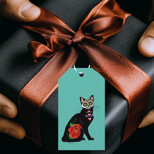 Étiquettes-cadeau Chat noir de Sugar