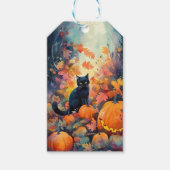 Étiquettes-cadeau Chat noir d'Halloween avec la peur Citrouille (Devant)