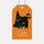 Étiquettes-cadeau Chat noir Halloween Casquette Tri ou traiter bonbo (Devant)