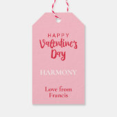 Étiquettes-cadeau Chat noir Heureuse Sainte-Valentin et Coeurs roses (Dos)