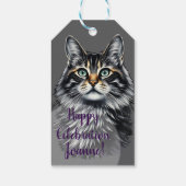 Étiquettes-cadeau Chat oeil vert (Dos)