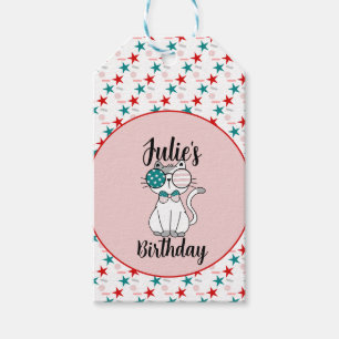 Étiquettes-cadeau Chat patriotique Paillettes et Etoiles Fête d'anni