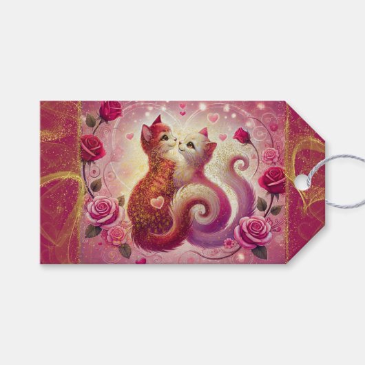 Étiquettes-cadeau Chat Retro Maroon - (Devant (Horizontal))