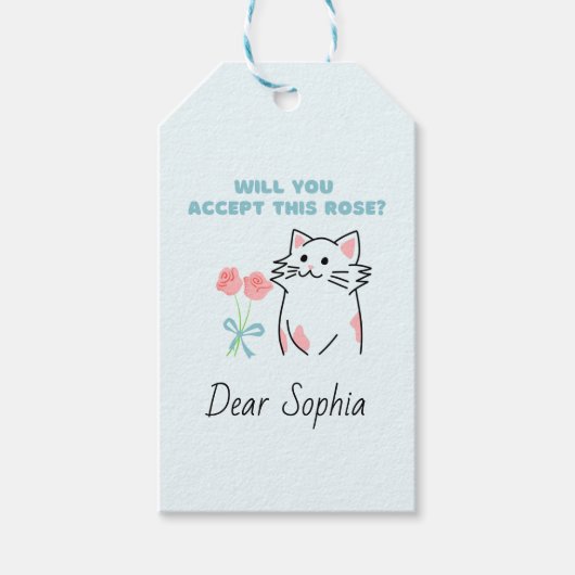 Étiquettes-cadeau Chat&Rose adorable (Devant)