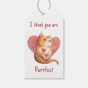 Étiquettes-cadeau Chat rouge mignon amour jeu de jeu Valentine
