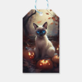 Étiquettes-cadeau Chat Siamais Halloween Avec Peur Citrouille (Devant)