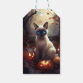 Étiquettes-cadeau Chat Siamais Halloween Avec Peur Citrouille (Dos)