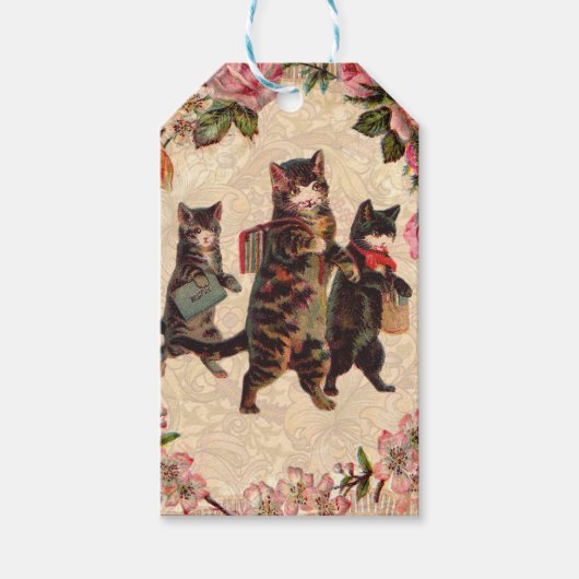Étiquettes-cadeau Chat Vintage jolie chatons antiques chatons (Devant)