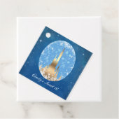 Étiquettes Cadeau Château de conte de fées en or bleu pour enterreme (En situation)