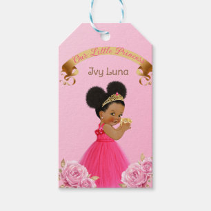 Étiquettes-cadeau Château de Princesse Royale Carrosse Rose Or Fille