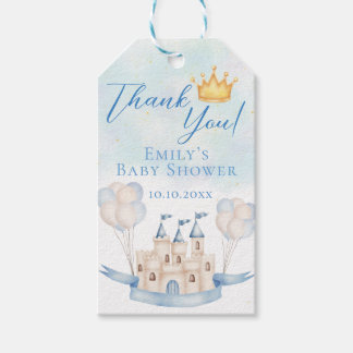 Étiquettes-cadeau Château Fairytale Baby shower de la Couronne garço