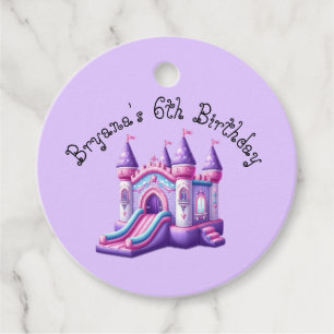 Étiquettes Cadeau Château Gonflable Princesse Rose Violet pour Fête
