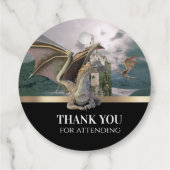 Étiquettes Cadeau Château médiéval de Dragon de Bronze Anniversaire  (Dos)