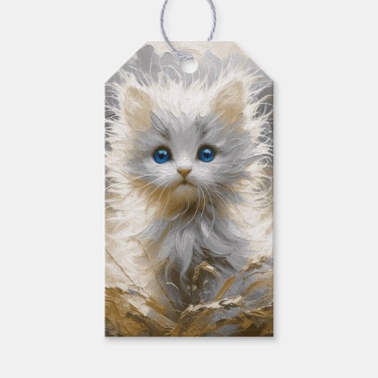 Étiquettes-cadeau Chaton blanc précieux (Devant)