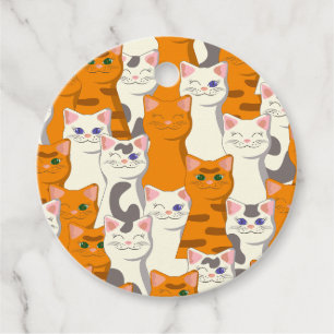Étiquettes Cadeau Chats blancs et gingembre motif yeux verts yeux bl