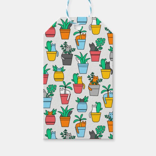 Étiquettes-cadeau Chats dans les pots à fleurs (Devant)