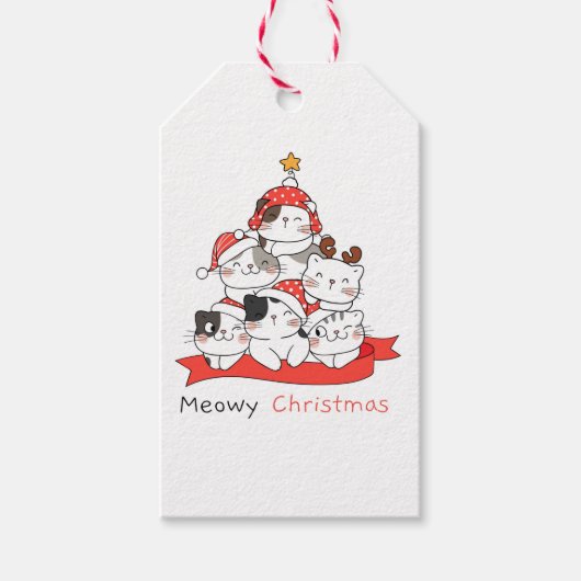 Étiquettes-cadeau Chats de Noël (Devant)