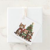 Étiquettes Cadeau Chats de Noël mignons (En situation)