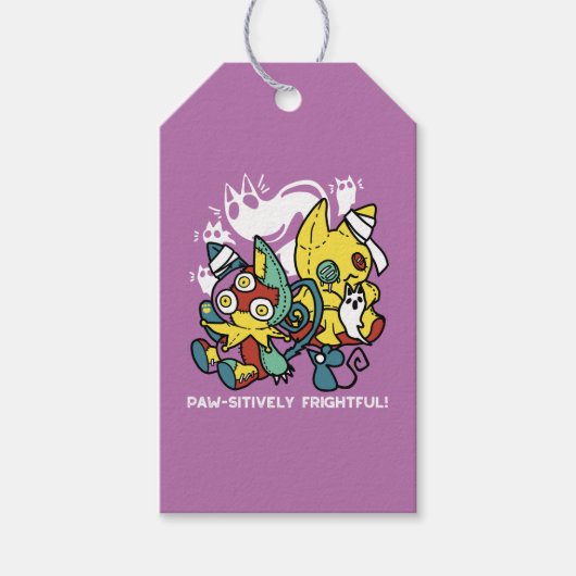 Étiquettes-cadeau Chats déplaisants Halloween Art : Paw-sitly Fright (Devant)