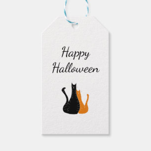 Étiquettes-cadeau Chats d'Halloween orange noir mignon