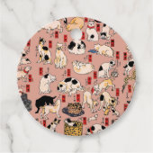 Étiquettes Cadeau chats japonais Ukiyo-e Funny kitty (Devant)