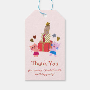 Étiquettes-cadeau Chats mignons et cadeaux Anniversaire rose