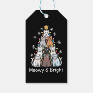Étiquettes-cadeau Chats Noël Arbre Meowy Bright Cute Xmas
