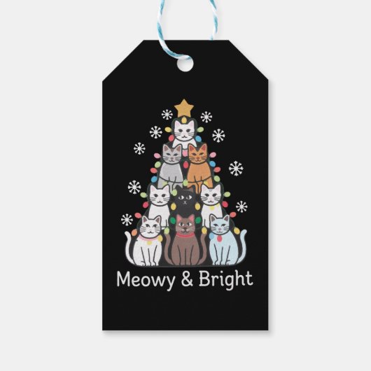 Étiquettes-cadeau Chats Noël Arbre Meowy Bright Cute Xmas (Dos)