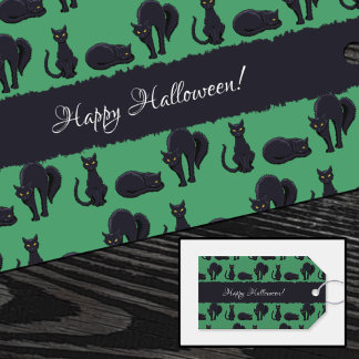 Étiquettes-cadeau Chats noirs ensorcelants Joyeux Halloween ! Motif
