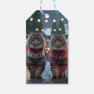 Étiquettes-cadeau Chats Persans Noël Neige Fêtes