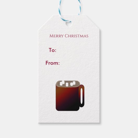 Étiquettes-cadeau Chauffage avec du chocolat chaud (Devant)
