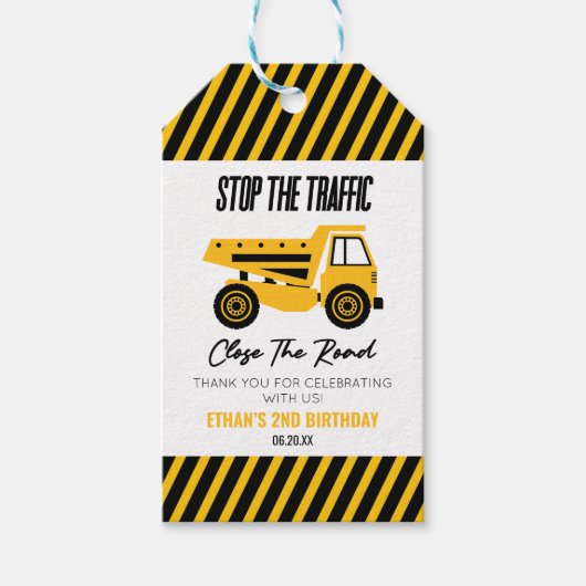 Étiquettes-cadeau Chauffage de construction Camion Bulldozer fête d' (Devant)