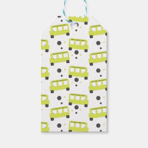 Étiquettes-cadeau Chauffeur de bus scolaire Confettis jaunes Enseign