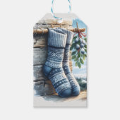Étiquettes-cadeau Chaussettes Bleues d'hiver Berries (Devant)