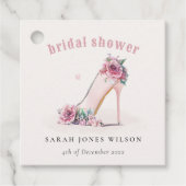 Étiquettes Cadeau Chaussures à talons hauts rose blush floral doucem (Devant)