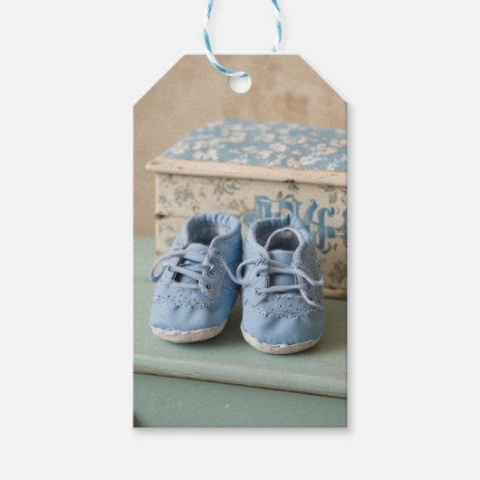 Étiquettes-cadeau Chaussures Bébé Bleues (Devant)