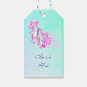 Étiquettes-cadeau Chaussures de ballet en Aquarelle rose jolie Merci