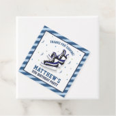 Étiquettes Cadeau Chaussures de patinage sur glace Bleu Anniversaire (En situation)