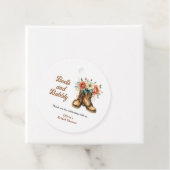Étiquettes Cadeau Chaussures Rustiques et Mariage Champêtre sous le  (En situation)