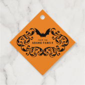 Étiquettes Cadeau Chauve-souris en verre damassé orange et chaudière (Dos)