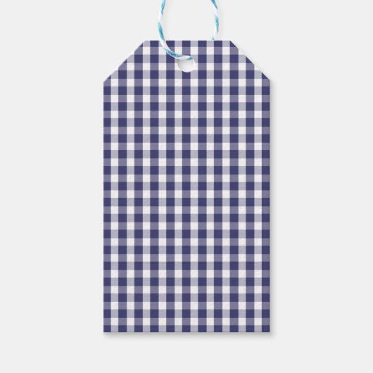 Étiquettes-cadeau Checked Blue and White Gingham (Devant)