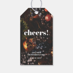 Étiquettes-cadeau Cheers Dark Elegant Bourgogne Fruit Graphiques Ann