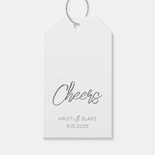 Étiquettes-cadeau CHEERS Mariage DATE Couple NOMS Moderne Minimalist (Devant)