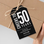 Étiquettes-cadeau Cheers to 50 Years Black Party Favor<br><div class="desc">Personalized party favor tags with the birthday years,  honoree's name,  party date and thank you on a black background,  or any colors you choose.  Ideal for any birthday year celebration,  retirement party,  anniversary celebration,  party favor or for any occasion. MORE colors in our store.</div>