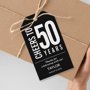 Étiquettes-cadeau Cheers to 50 Years Black Party Favor