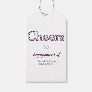 Étiquettes-cadeau cheers to engagement of name purple pastel maron