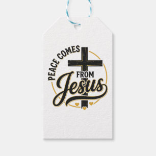 Étiquettes-cadeau Chemise chrétienne croix de Jésus La paix vient de