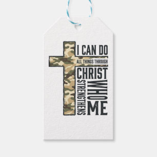 Étiquettes-cadeau Chemise chrétienne Croix de la Foi Je peux faire t